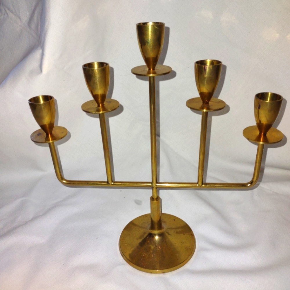 vintage brass candle holder 5 arms
